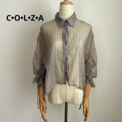 COLZA シアーシャツ ドロスト袖 グレーカーキ M
