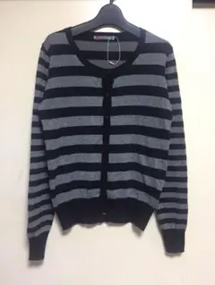 新品 ☆ FREE'S MART ボーダーニットカーディガン グレー×黒