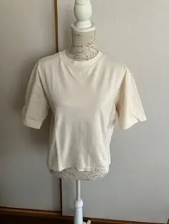 クリーム色 半袖 Tシャツ コットン混紡