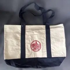 【新品未使用】人気のTrader Joe's トートバッグ アイボリー/ネイビー