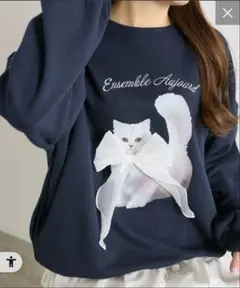 完売品OLIVE des OLIVE リボンねこスウェット 猫 ネコ トレーナー