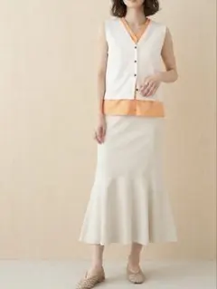 SENSE OF PLACE マーメイド アイボリー ロングスカート ストレッチのサムネイル