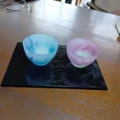ペア 吹きガラス 青・ピンクのサムネイル
