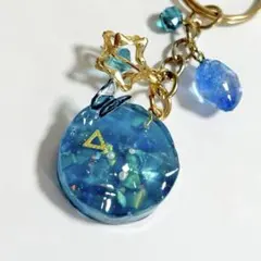 レジンキーホルダー 海 青 ハンドメイド バッグチャーム キラキラ 星 空 湖