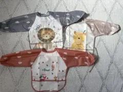 子供用　動物柄　お食事エプロン　3枚セット　長袖