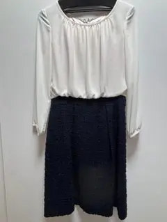 ホワイト・ネイビー ワンピーススーツ