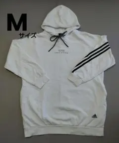 アディダス フード付きパーカー M　ホワイト　両サイドポッケあり　シンプル