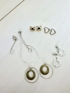 樹脂ノンホールピアス5ペア アレルギー対応イヤリング シンプル