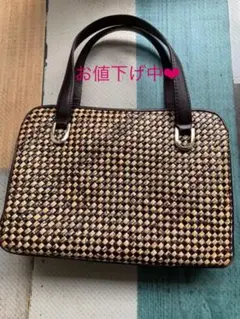 ★美品★ 昭和レトロ　ボッテガみたいな網柄　本革　金具も可愛い　ハンドバック