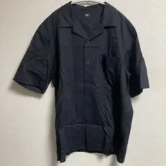 【UNIQLO】ユニクロ オープンカラー ブラック 半袖シャツ M