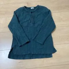 韓国子供服　ノーカラー　トップス　深緑