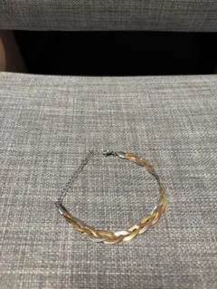 編み込みデザイン ブレスレット シルバー ゴールド