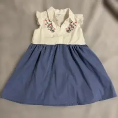 花柄シャツワンピース　こども　ベビー　2-3Y(85-95センチ)