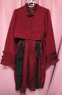axes femme 牡丹刺繍チャイナワンピース チャイナ釦ボレロ セット
