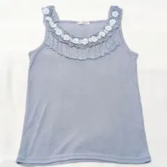 axes femme ブルーグレー 花モチーフ レース タンクトップのサムネイル