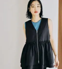 LEPSIM ギャザーWZIPベスト　ブラック　レプシィム