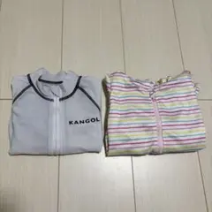 ラッシュガード2枚セット　KANGOL95cm ピンクストライプ柄90cm