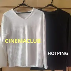 シネマクラブ　HOTPING リブカットソー 2枚セット Vネック 長袖　XL