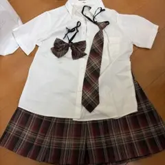 学生服セット ホワイトシャツ 赤黒チェック