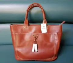 レザーハンドバッグ トートバッグ 鞄 本革 牛革 赤茶系 レトロ