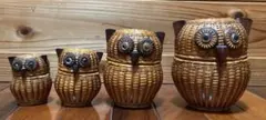 ふくろう 細工 小物入れ 大小2個セット - メルカリ
