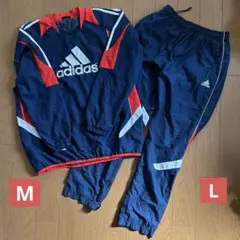 adidas ピステ・ウィンドブレーカー ネイビー/レッド 上下