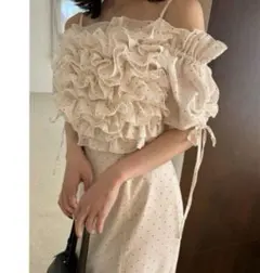 snidel スナイデル ボリュームラッフルフリルプリントワンピース