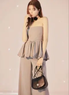 아様専用 新品 「SNIDEL」 ペプラムベアトップ&パンツセット ピンク1