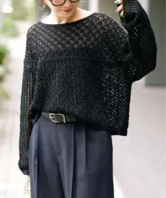 Spick & Span 新品☆透かし編みボートネックニット