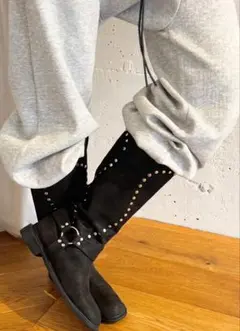 nyxu Studs long boots スエード ロングブーツ