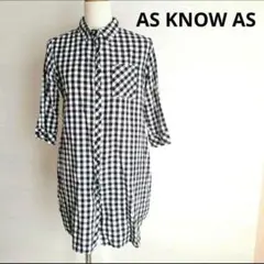 アズノウアズ♡AS KNOW AS チュニック　ポケット付き　7分袖丈　黒×白