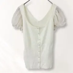 ウィルセレクション ウール混 半袖 ニットブラウス パフスリーブ M 《e378のサムネイル
