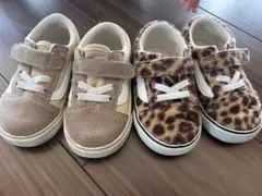VANS ベージュ ヒョウ柄 スニーカー 2足セット 13.5cm
