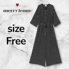 merry jenny 洗える ドット オールインワン 黒 白　フリーのサムネイル