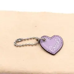 コーチ 　タグ　ロゴチャーム　キーホルダー　レザー　パープル　ハート