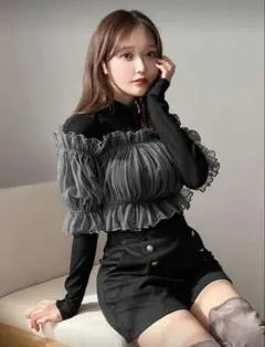 【新品未使用】SHEIN FRIFUL フリル レイヤード ニット トップス