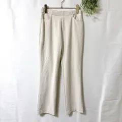 美シルエット✨ストレッチテーパードパンツ M アイボリー ウエストゴムきれいめ