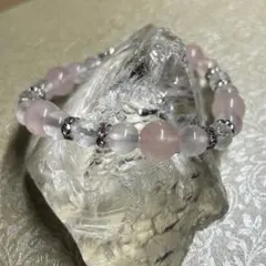 天然石ブレスレット ローズクォーツ+ミルキークォーツ