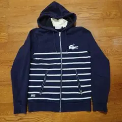 LACOSTE ラコステジップアップパーカー ボーダー柄 ネイビーのサムネイル