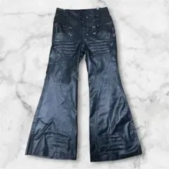 Black Leather Flare Pants Archive 00s - メルカリ