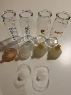 産院モデル ガラス哺乳瓶 100ml 4本セット 乳頭保護器