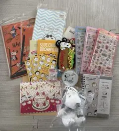 スヌーピー 文房具 マスコット シール パスケース他 グッズセット まとめ売り