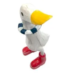アジアン人形 木彫り マリンダック ブーツ 1個 木製 ウッドディスプレー