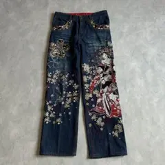 華鳥風月 デニムパンツ 和柄 花魁 32 y2K アーカイブ ストリート 華鳥風月 デニムパンツ 和柄 花魁 32 y2K アーカイブ ストリート