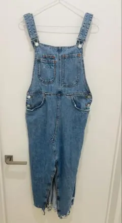 ZARA デニム　スリットスカート　ジャンバースカート　未使用品