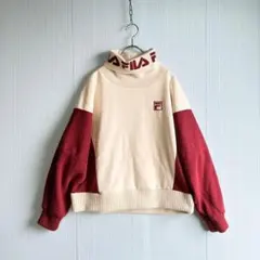 FILA レディース　タートルロゴ切替スウェット　裏フリース　ライトオン別注　L
