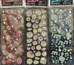 平成レトロ　Kirakawa グリッターシール3枚セット クラックス