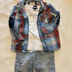 ボーイズ　チェック 長袖 シャツ 92 ジーンズ