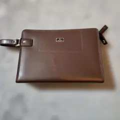 LANVIN ブラウンレザー クラッチバッグ