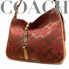✨美品✨ コーチ クリップ ホーボー シグネチャー　ワンショルダーバッグ 赤